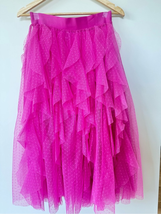 Nicole Miller Dresses & Skirts - Sincerely Jules NWT Hot Pink Swiss Dot Tulle Ruffle Midi Skirt Size Large